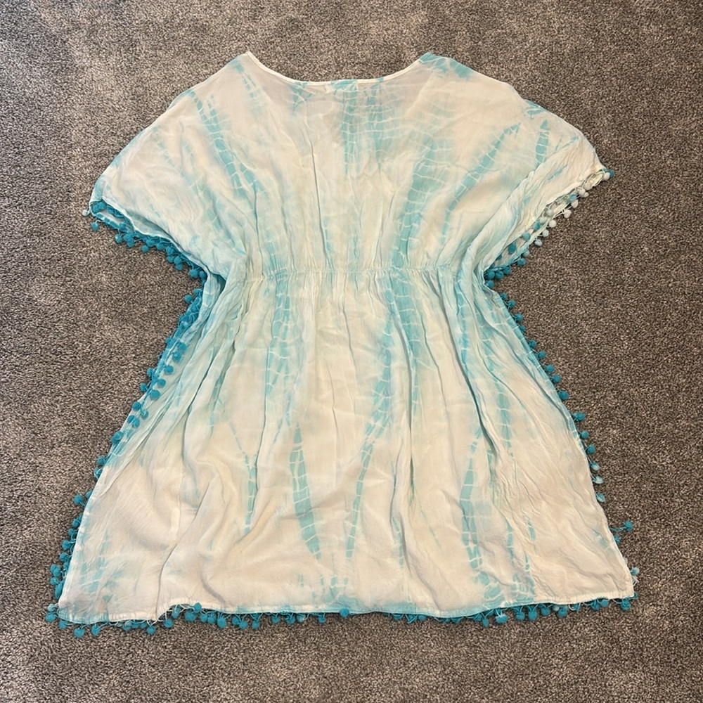 Aqua/White Tie-Dye Swim Cover Up - Picture 2 of 4